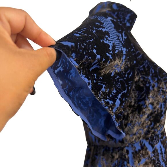 Anthropologie Velvet Rose Floral Mini Dress Mock A-Line Botton Flare Open Back - Picture 9 of 13